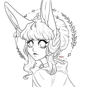 lined bust/icon with simple background